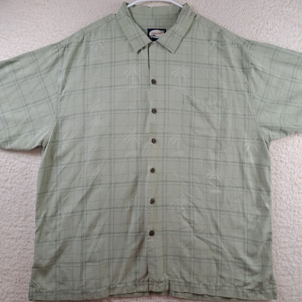 Porcini Men's 100% Silk Textured Short Sleeve Shirt Size XXL Palm Trees Tropical
